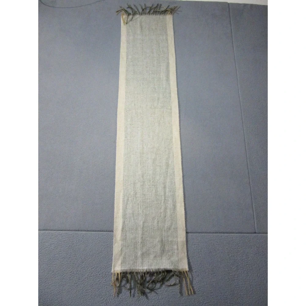 Vintage Christian Dior Scarf Womens Beige Cashmaire Acrylic Fringe Trim 11x49